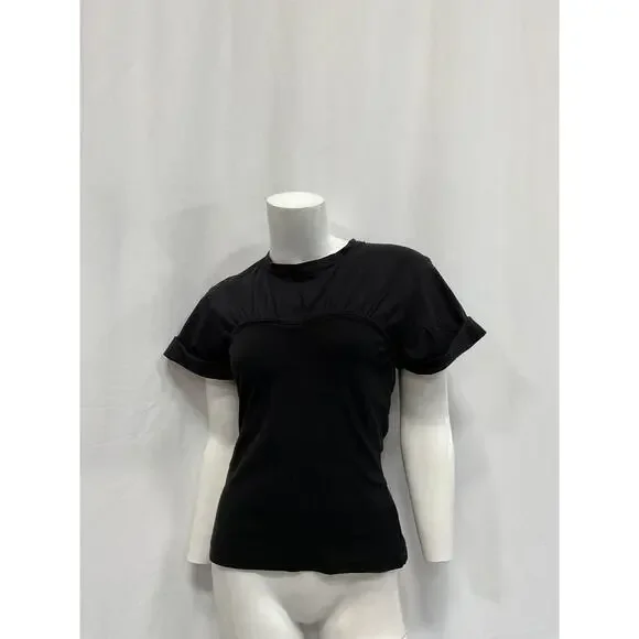 A.L.C. 'Frankie' Black Cotton T-Shirt Size S - Picture 2 of 5